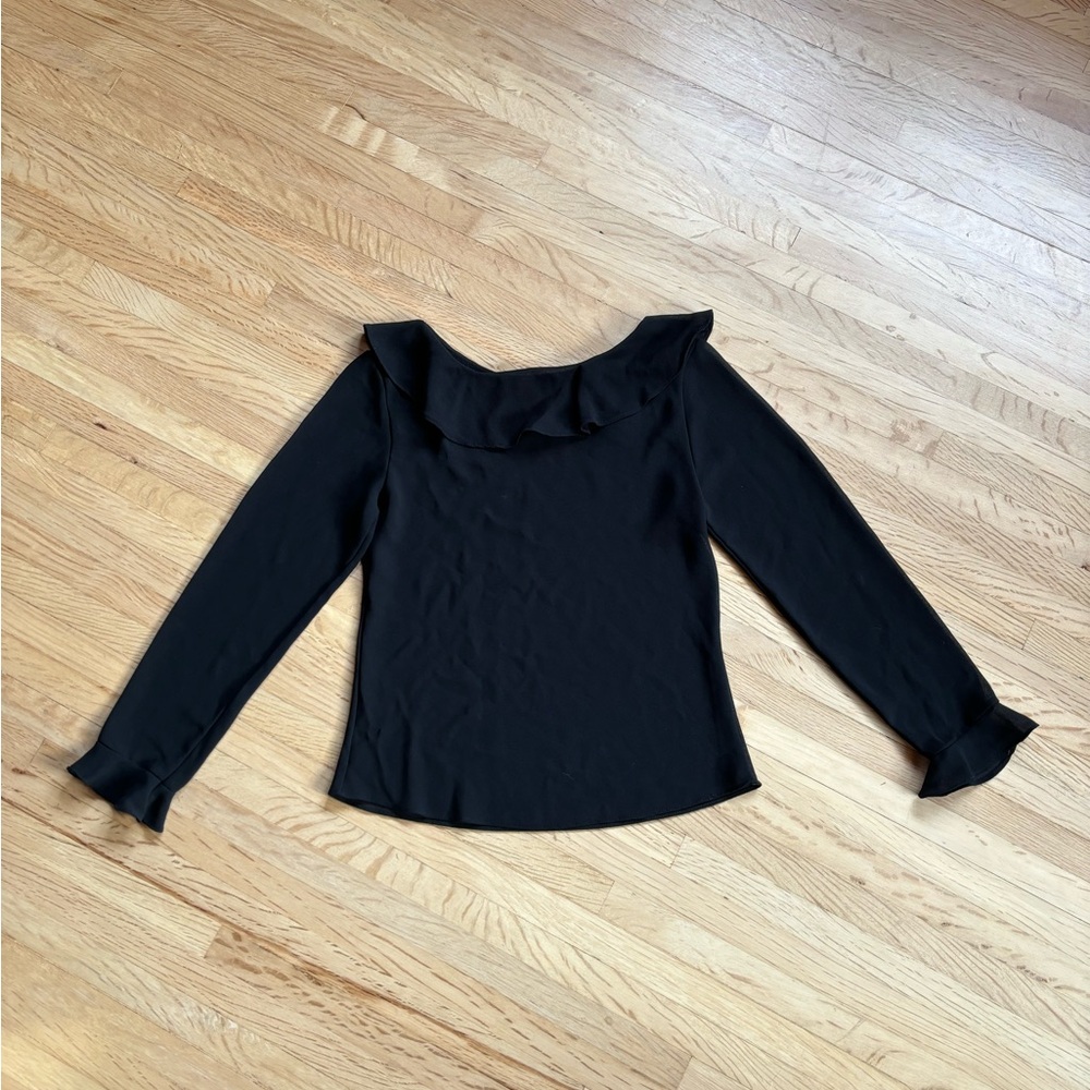 Vintage sheer long sleeve with ruffle collar and sleeves